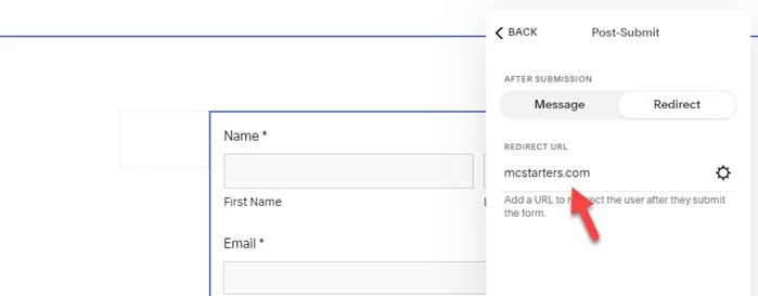 How to Redirect to another page after form submit Squarespace 4 Enter redirect url