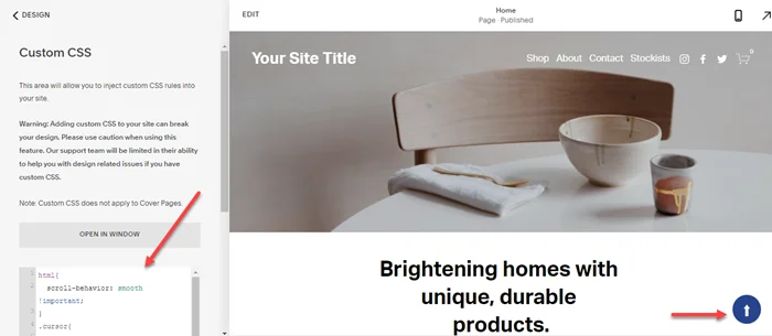 How to Add Back to Top Button in Squarespace 2 Squarespace custom code for Back to Top Button