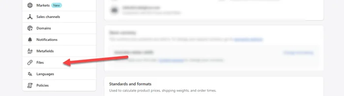 How to Upload Images to Shopify? 2 Click on Files