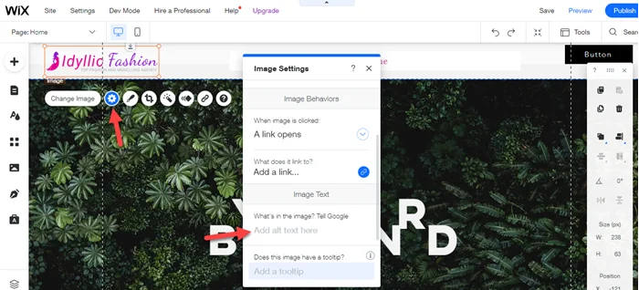 Click on Image Setting
