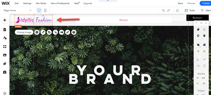 Click on Wix Image