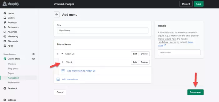How to add a Menu and Dropdown Menu in Shopify? 6 Drag menu in shopify