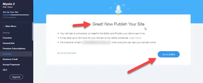 How to Connecting Your Own Domain Name to wix 17 Go to Editor