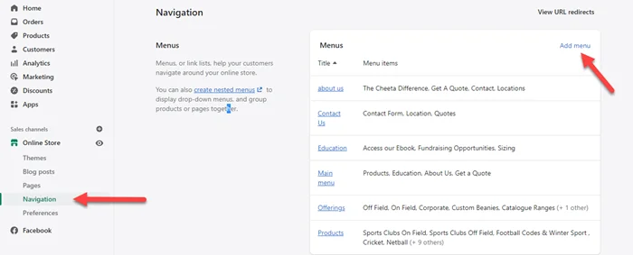 How to add a Menu and Dropdown Menu in Shopify? 1 Shopify navigation