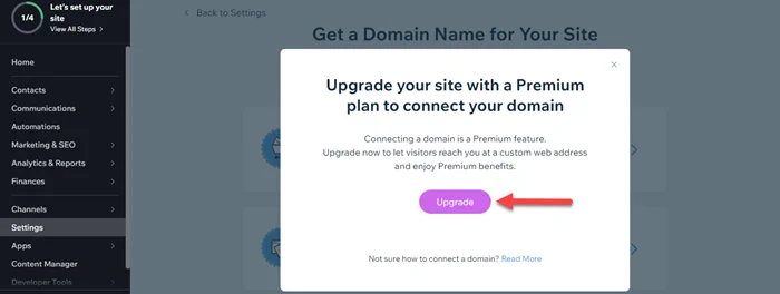 How to Connecting Your Own Domain Name to wix 5 Upgrade Wix Plan