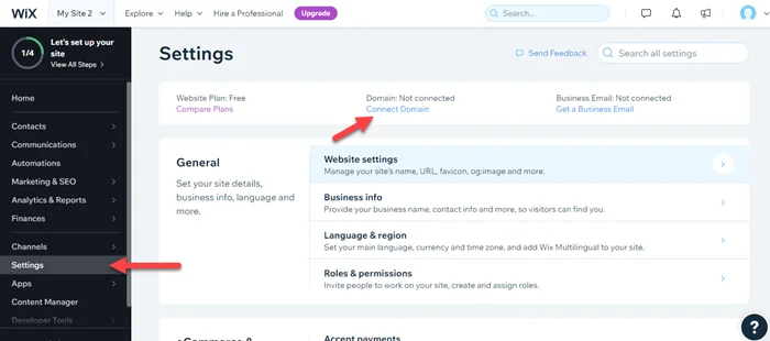 How to Connecting Your Own Domain Name to wix 4 Wix Domain Setting