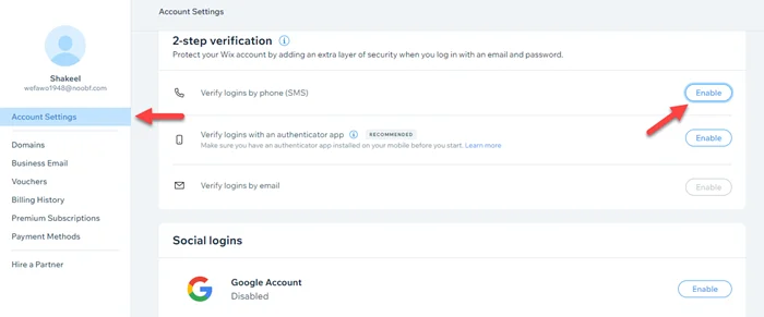 Best Way to add 2 Step verification Wix 1 wix authentication