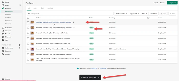 How to import and export products in Shopify 9 Product imported Successfully