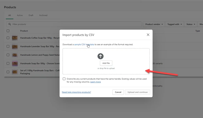 How to import and export products in Shopify 6 Upload File for Import