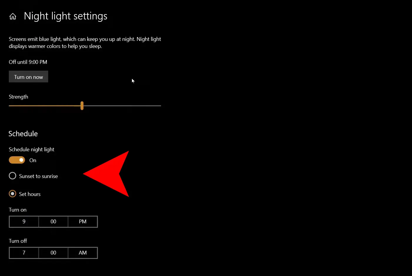 How to Set up Night Light Displays on Windows 10 and 11? 6 Night light Display schedule settings
