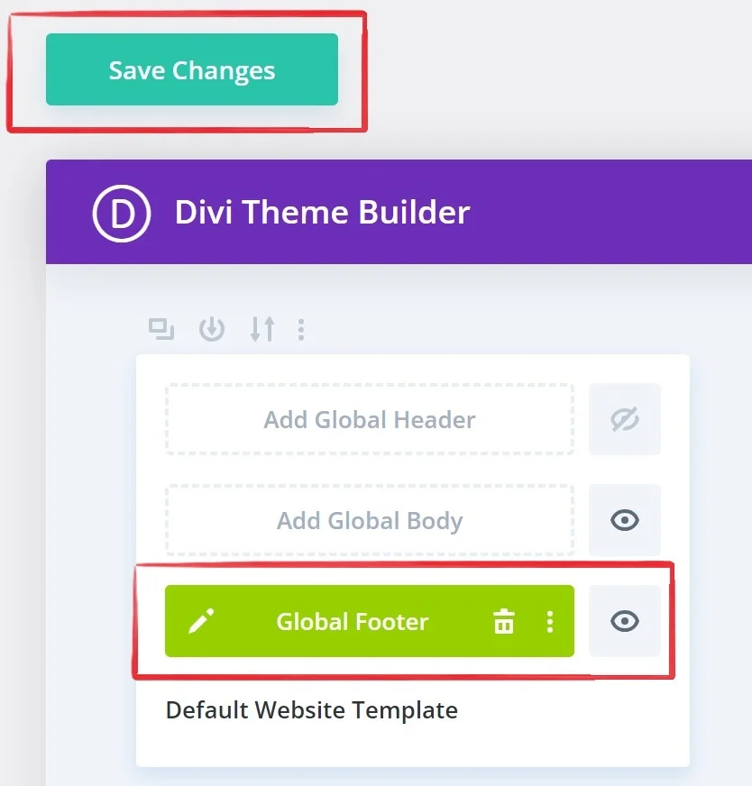 How to Create a Custom Footer with Divi Theme Builder? 9 Divi - Click on Save Changes