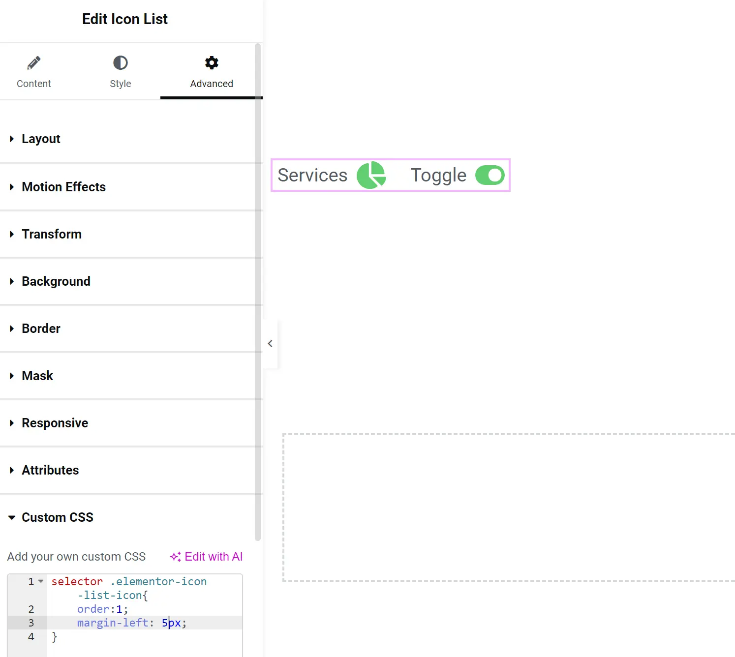 How to Move Icon to the Right on Elementor Icon List Widget: A Step-by-step Guide 2 Elementor advanced and custom css