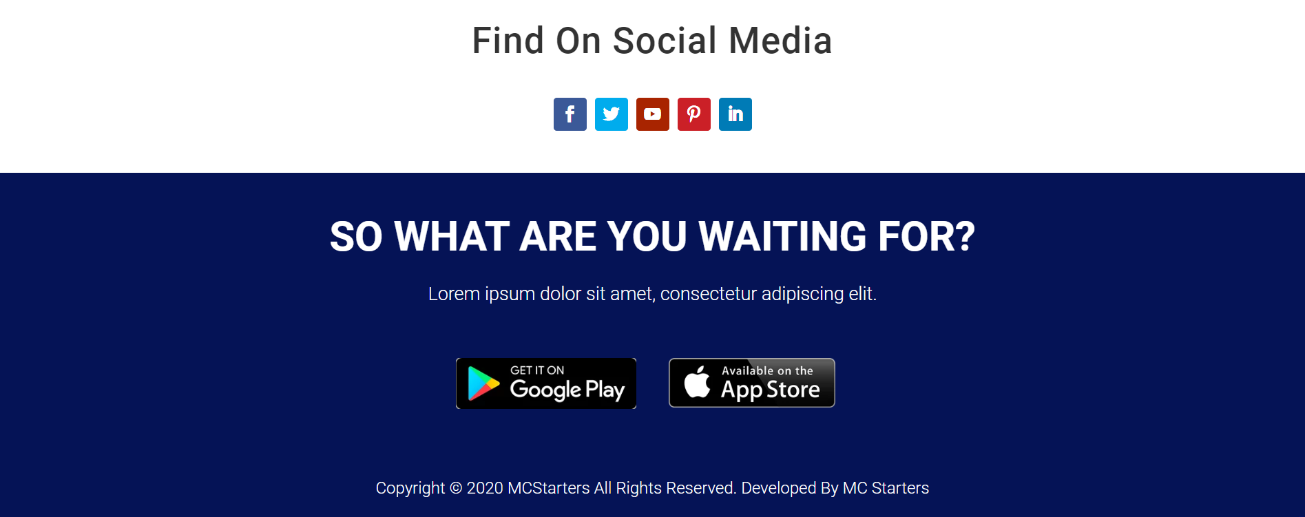 Divi Footer Inspiration: Examples and Ideas for Your Website 3 Mc Starters (21 Divi AppFooter)