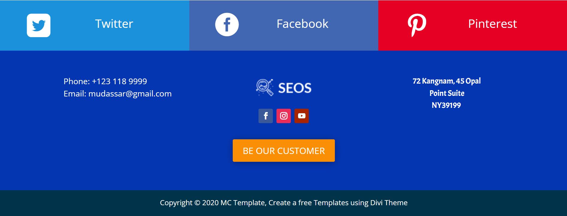 Divi Footer Inspiration: Examples and Ideas for Your Website 6 Mc Starters (6th DiviKelaoFooter)