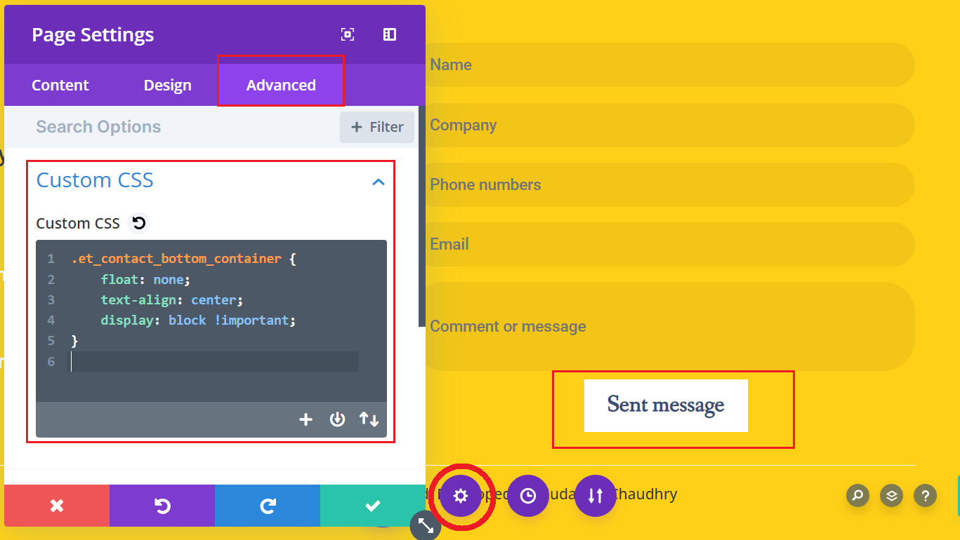 Move the Submit Button to the Center on Divi 