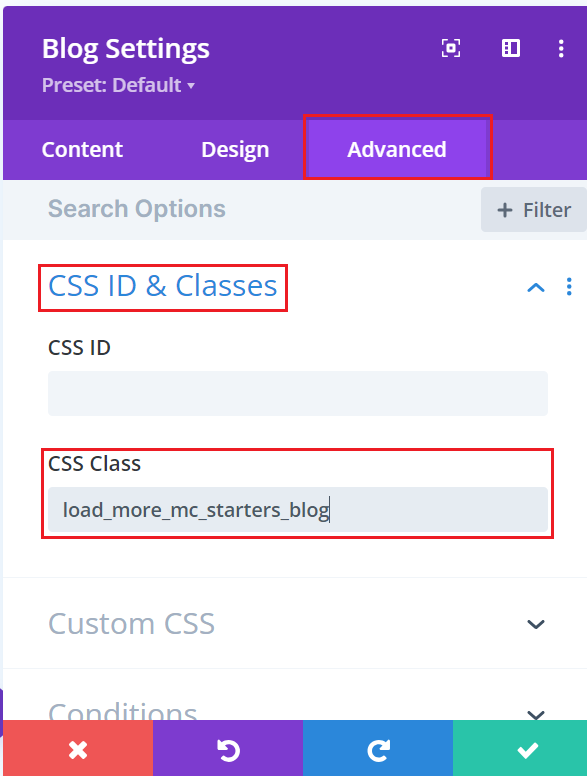 How to Add a Load More Button in the Divi Blog Module 2 Add a Unique CSS Class Name