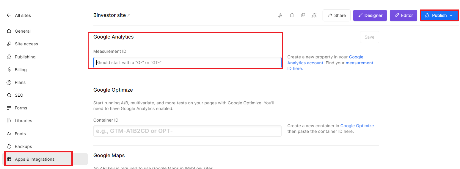 How to add the Google Analytics integration to your Webflow site? 3 Google Analytics integration