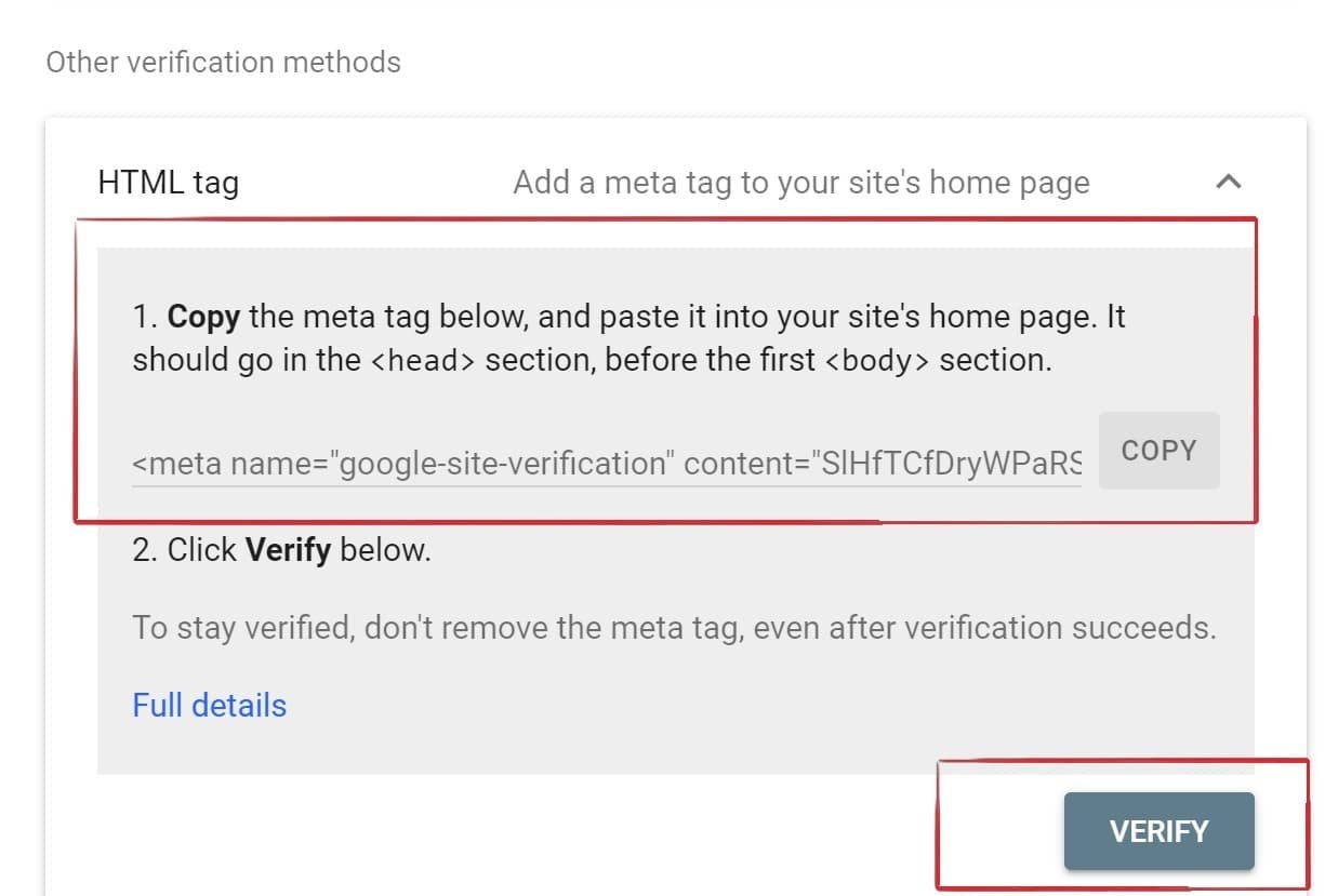 How to Add your Webflow site to Google Search Console (in 5 steps) 2 google search console html tag 1