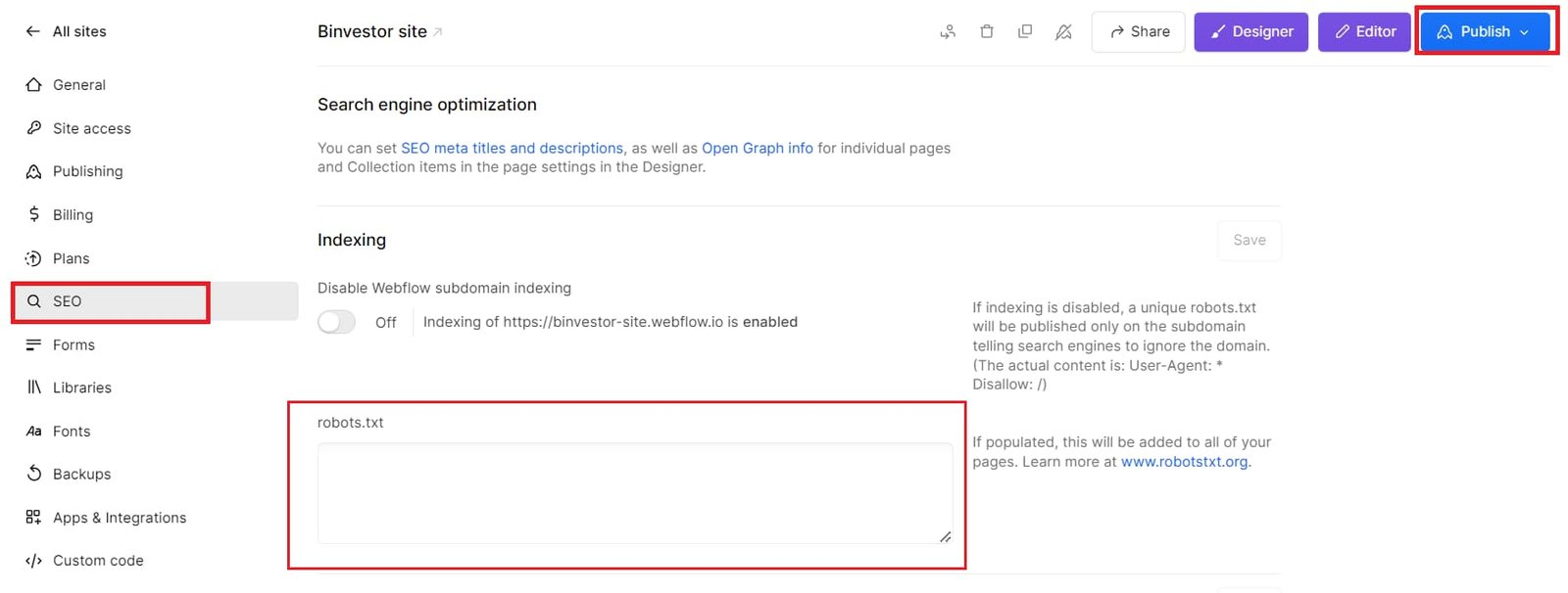 robots.txt file