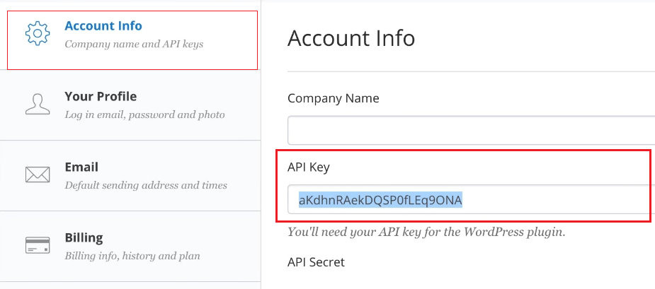 How to integrate Elementor Form to ConvertKit? 1 Click your username on the top-right corner and select Account Settings. Copy the API key in the Account Info section.