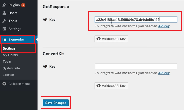 How to integrate Elementor Form to GetResponse 2 set your GetResponse API Key in the Integrations Settings. Under Elementor Settings Integrations Tab