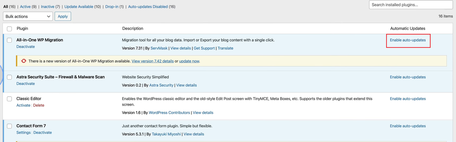 Automatically Update Individual Plugins