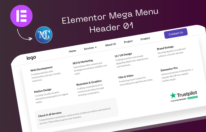 Download Elementor Mega Menu Header 01