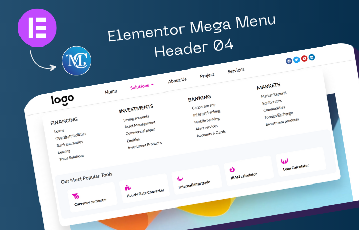 Download Elementor Mega Menu Header 04
