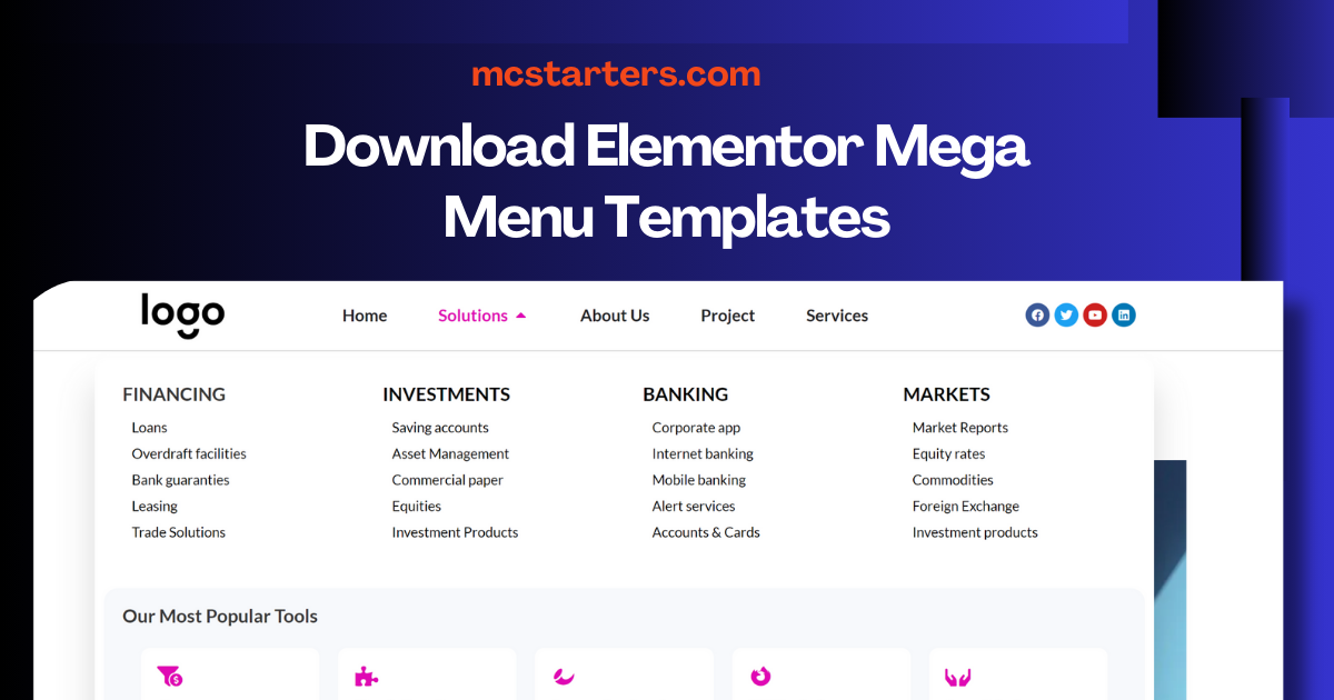 Elementor Mega Menu Templates - Download Now | MC Starters