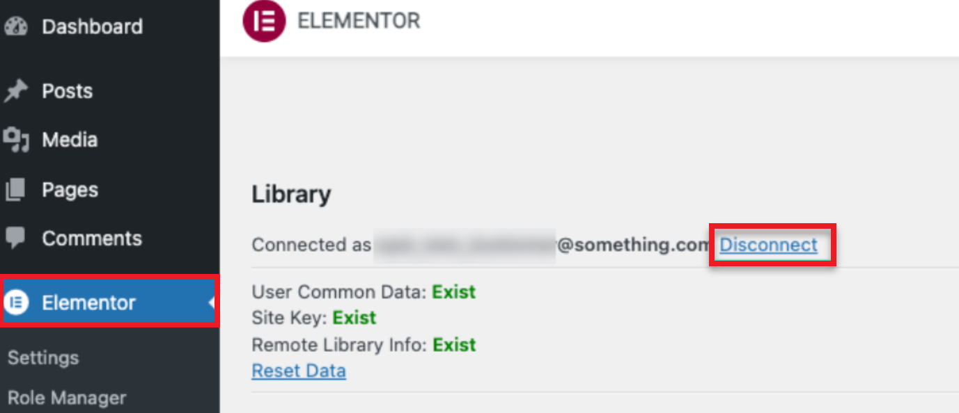 Disconnect and reconnect your Elementor account 1 How to Disconnect your Elementor account