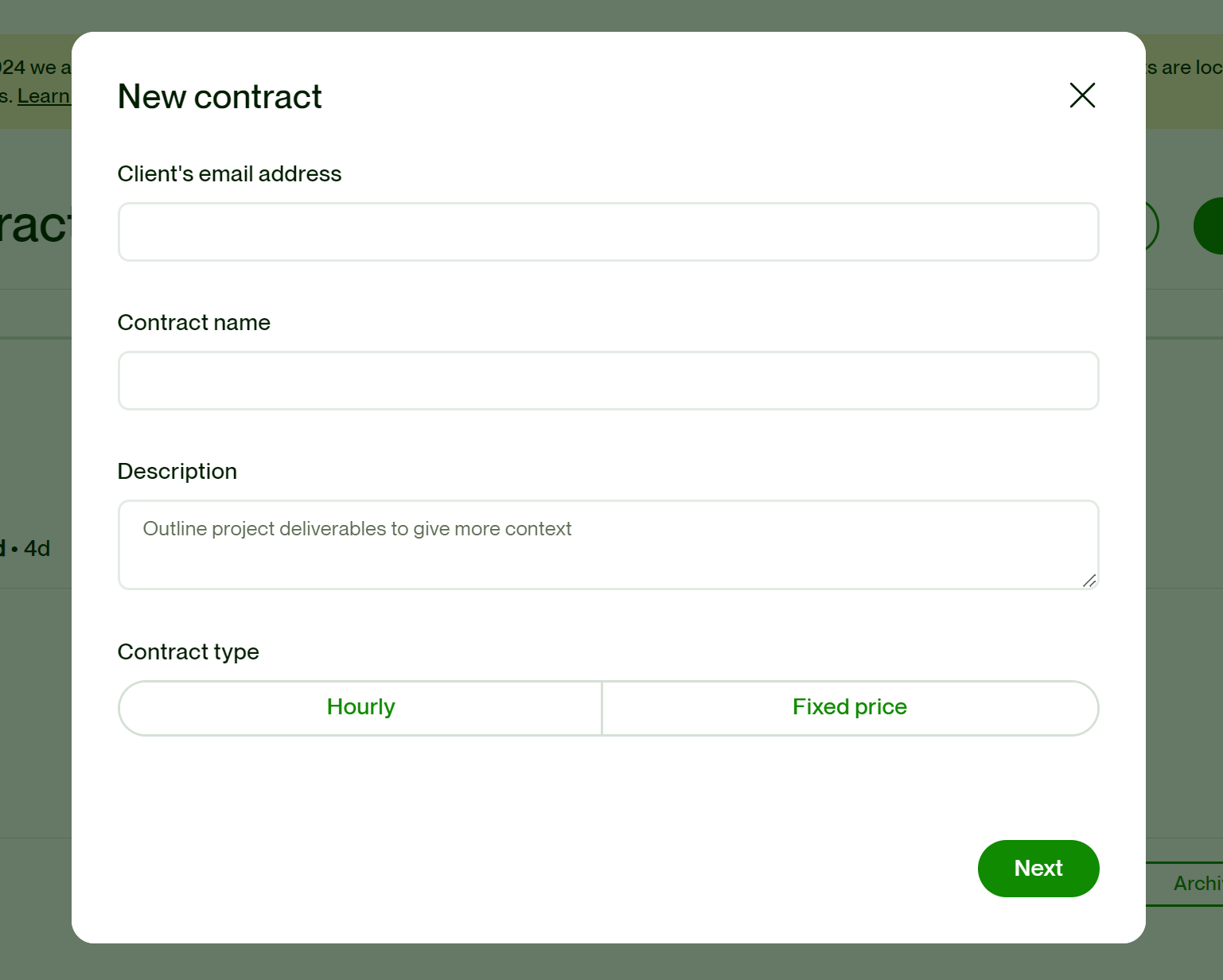 Upwork Direct Contract Freelancer enter detail preview