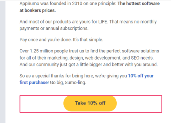 How to Create AppSumo Account? Step-by-Step 7 Click the Take 10% off link