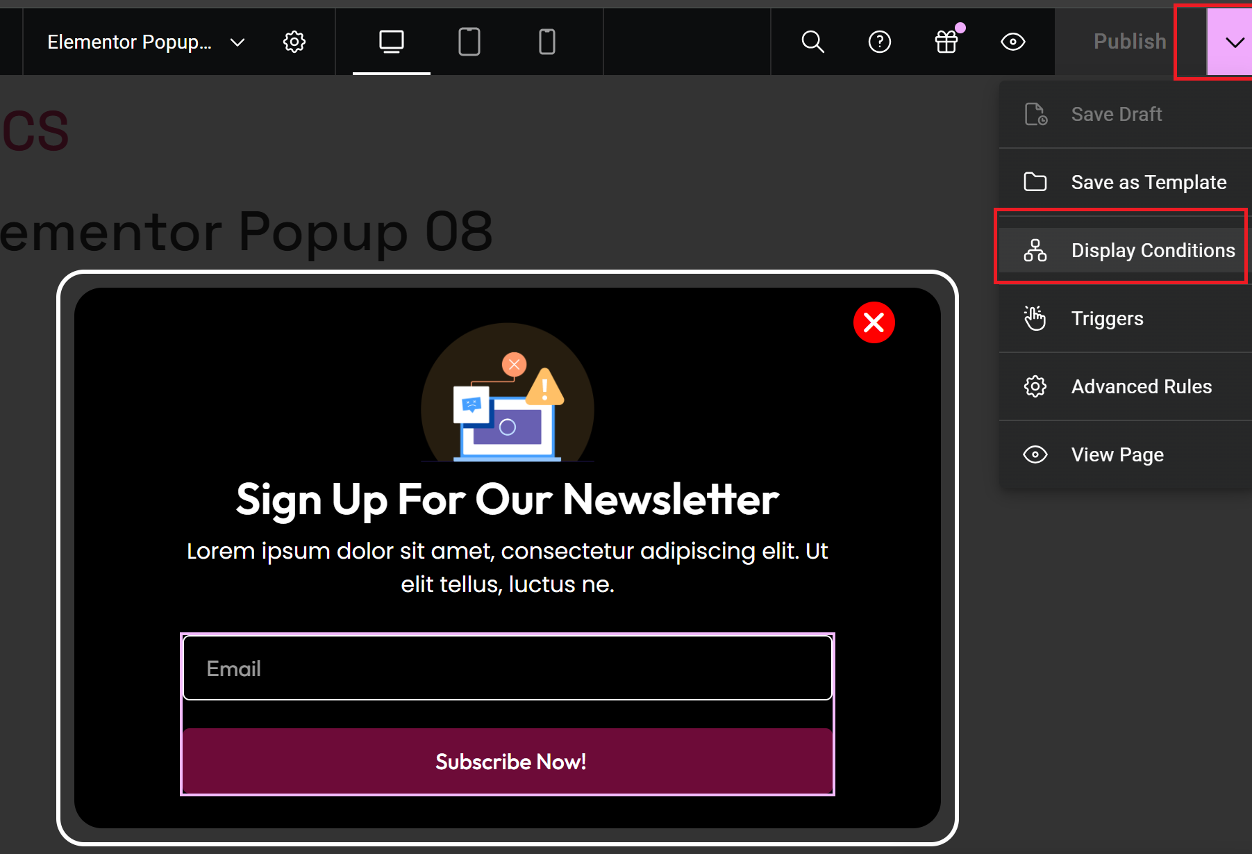 Import Popup elementor Templates 7