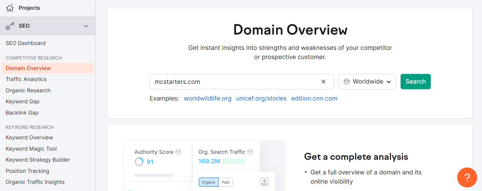 How to Create a Semrush Account with a Free Trial in 3 Easy Steps 3 SEMrush free trial dashboard