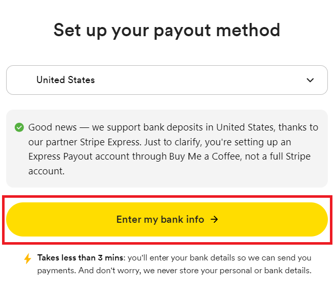 How to Create Buy Me a Coffee Account and Setup Page 6 set up payment methods on Buy me a coffee