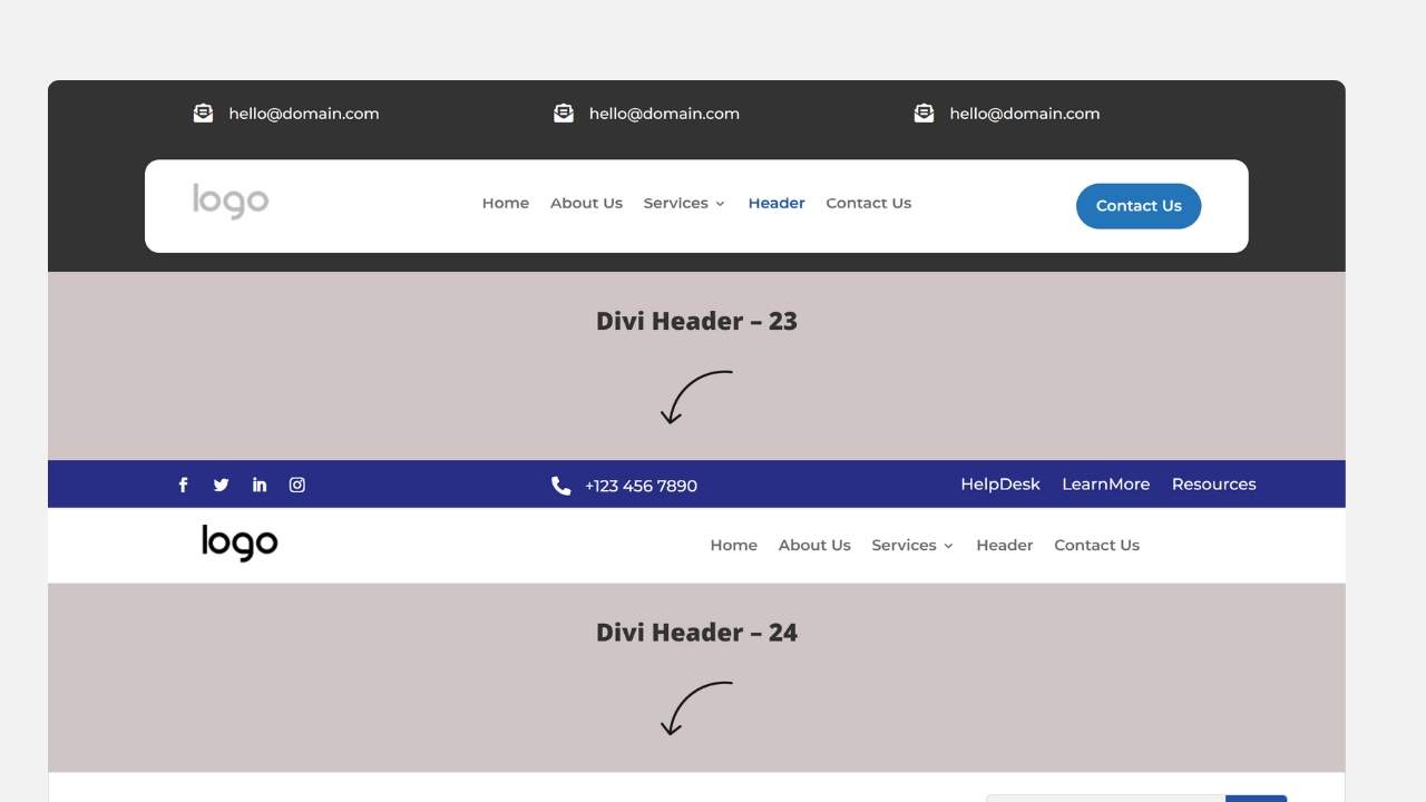 Divi Header 21 to 25