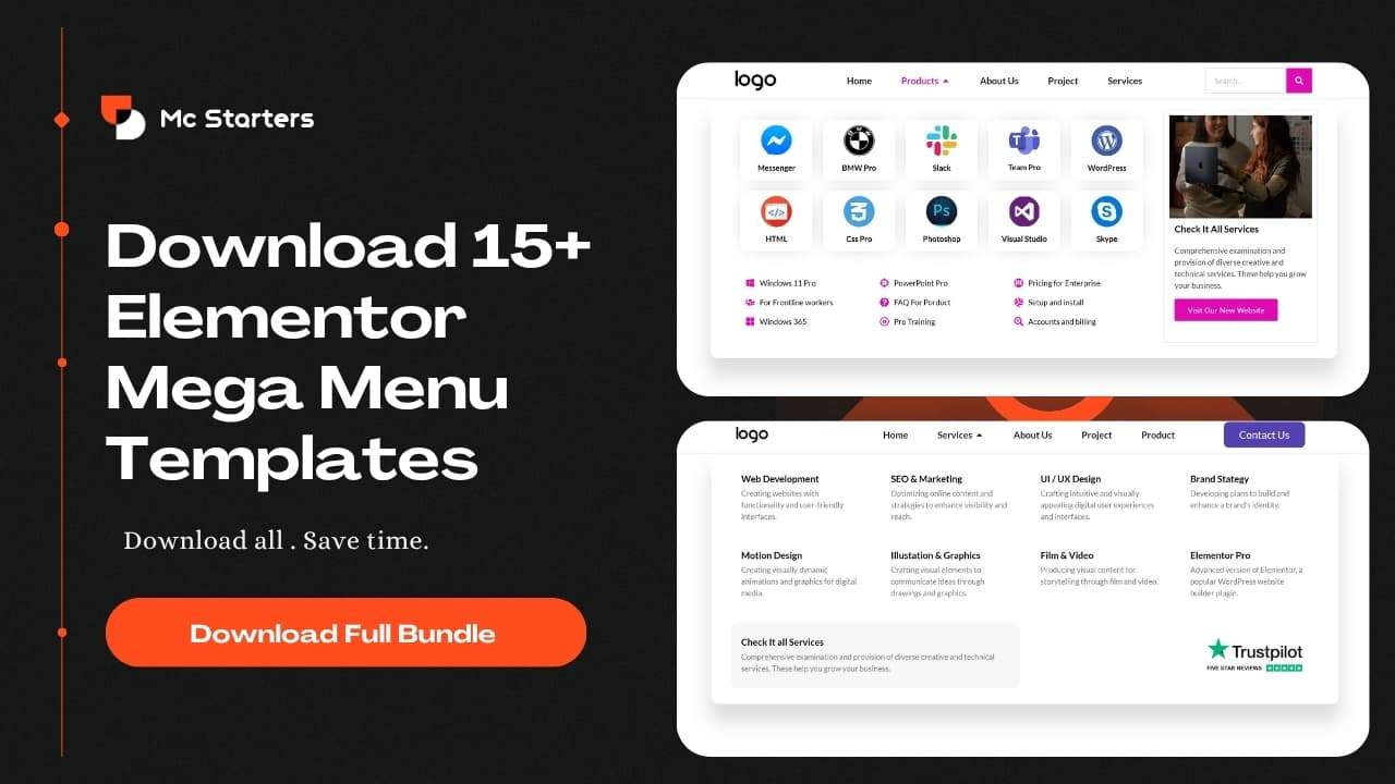Elementor Mega Menu Templates