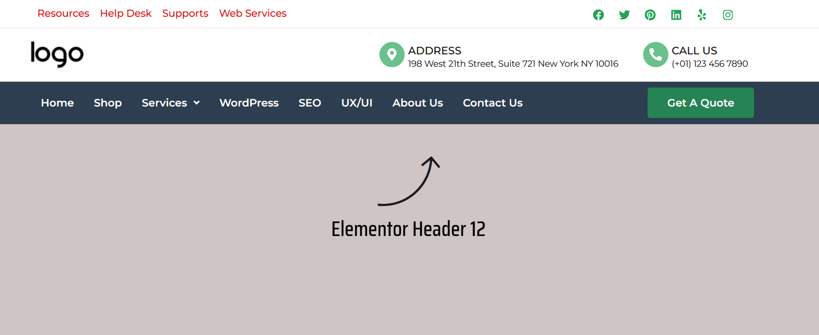 55 Best Elementor Header Templates to Create a Stunning Website Header 12 Elementor Header 12