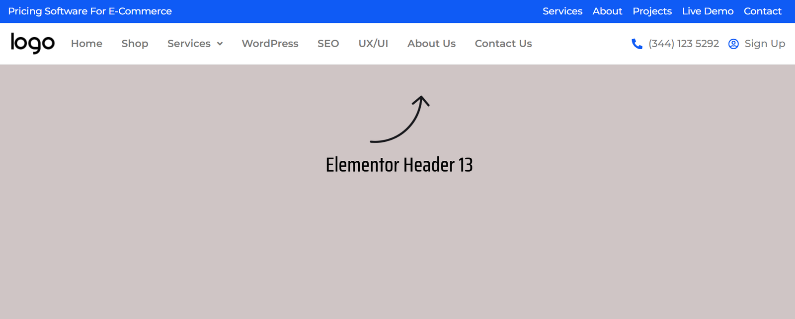 55 Best Elementor Header Templates to Create a Stunning Website Header 13 Elementor Header 13