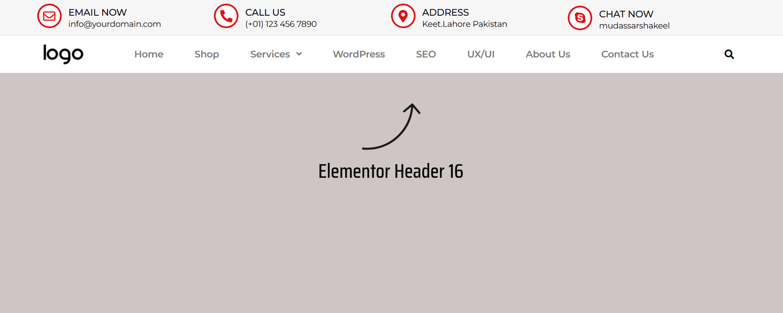 55 Best Elementor Header Templates to Create a Stunning Website Header 16 Elementor Header 16